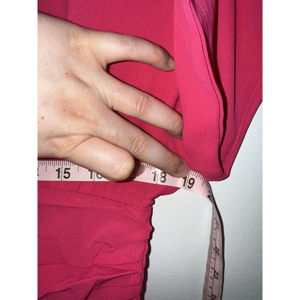 Hot Pink V-Neck Faux Wrap Maxi Dress Smocked Waist XL - Picture 5 of 7